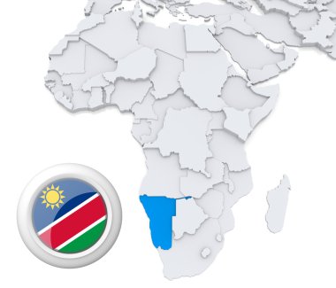 Namibya Afrika harita üzerinde