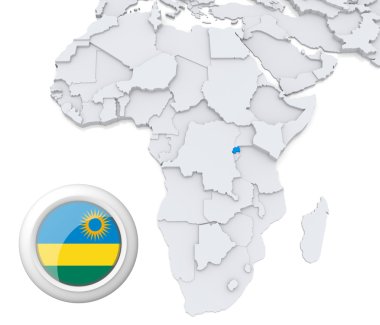 Ruanda'Afrika harita üzerinde