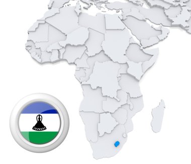 Lesotho Afrika harita üzerinde