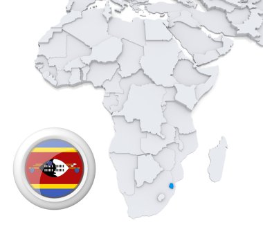 Svaziland Afrika harita üzerinde