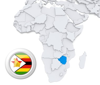 Zimbabve Afrika harita üzerinde