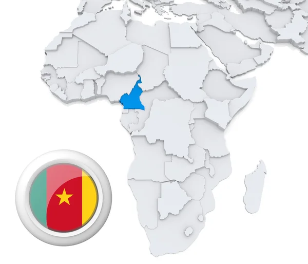 Kamerun na mapę Afryki — Zdjęcie stockowe
