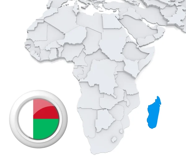 Madagascar on Africa map — Stock Photo, Image