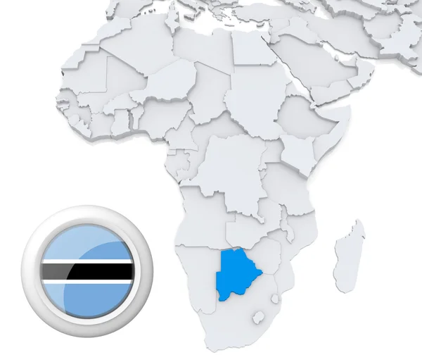 Botswana på Afrika karta — Stockfoto