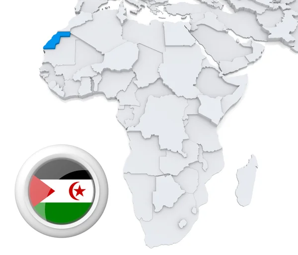 Sahara Occidental sur la carte Afrique — Photo