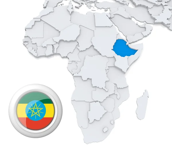 Etiopie na mapě Afriky — Stock fotografie