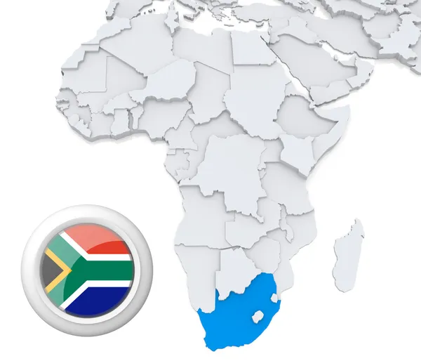 Южная Африка на карте Африки — стоковое фото