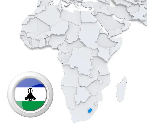 Lesotho a Afrika Térkép — Stock Fotó