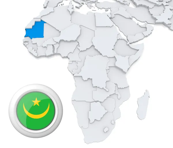 Mauritanië op Afrika kaart — Stockfoto