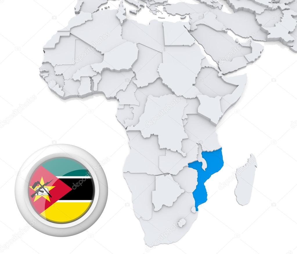 Mozambique on Africa map