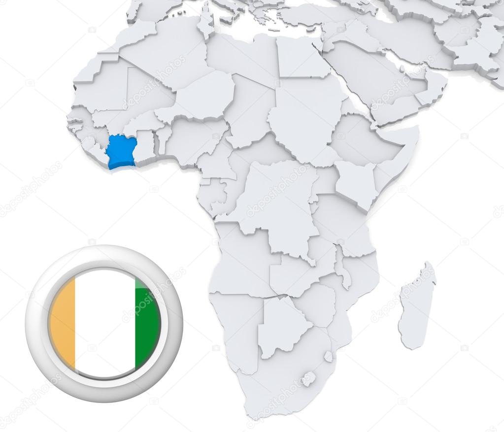 Ivory coast on Africa map