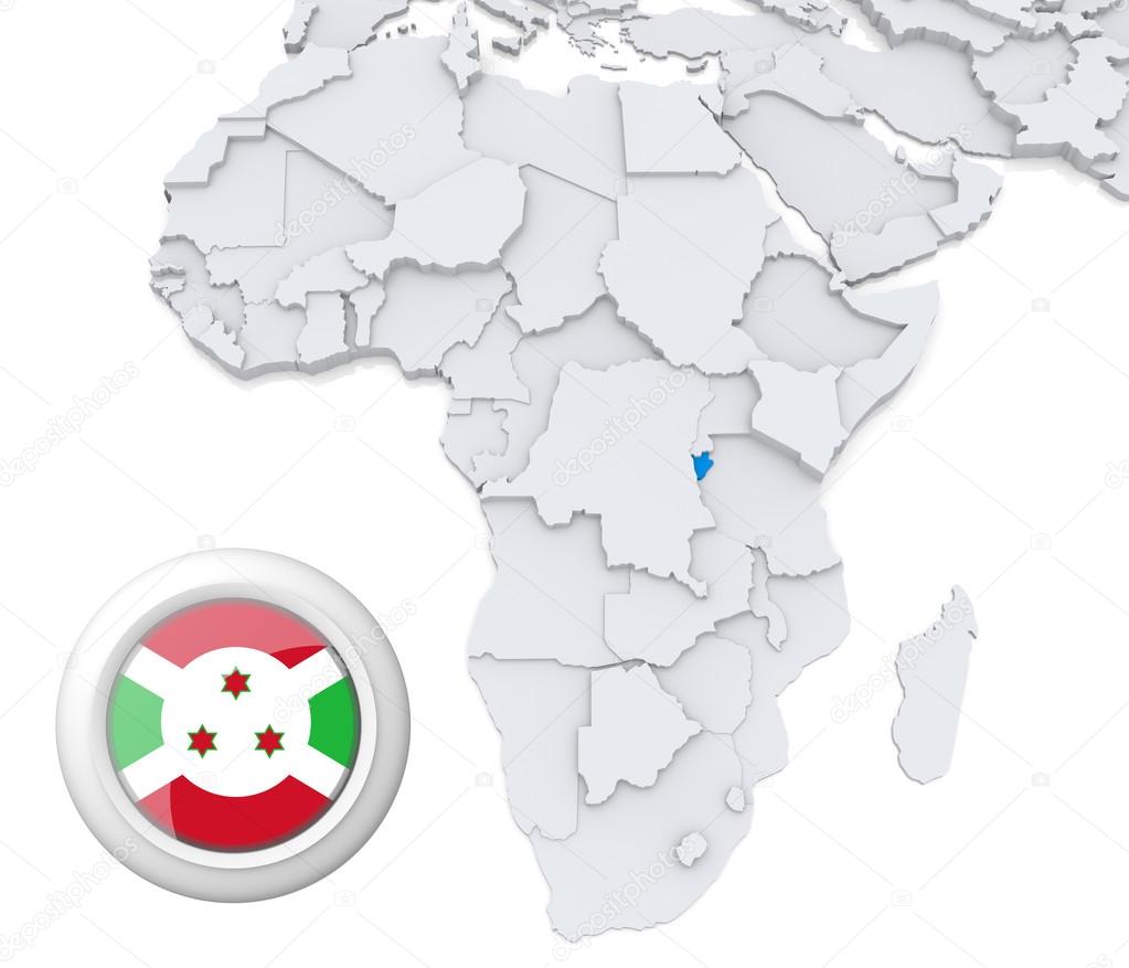 Burundi on Africa map