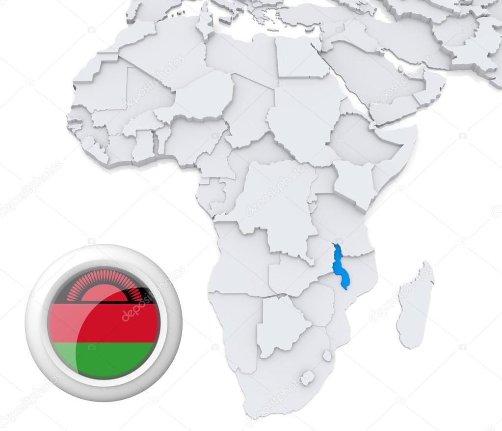 Malawi on Africa map