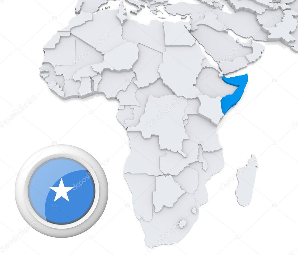 Somalia on Africa map