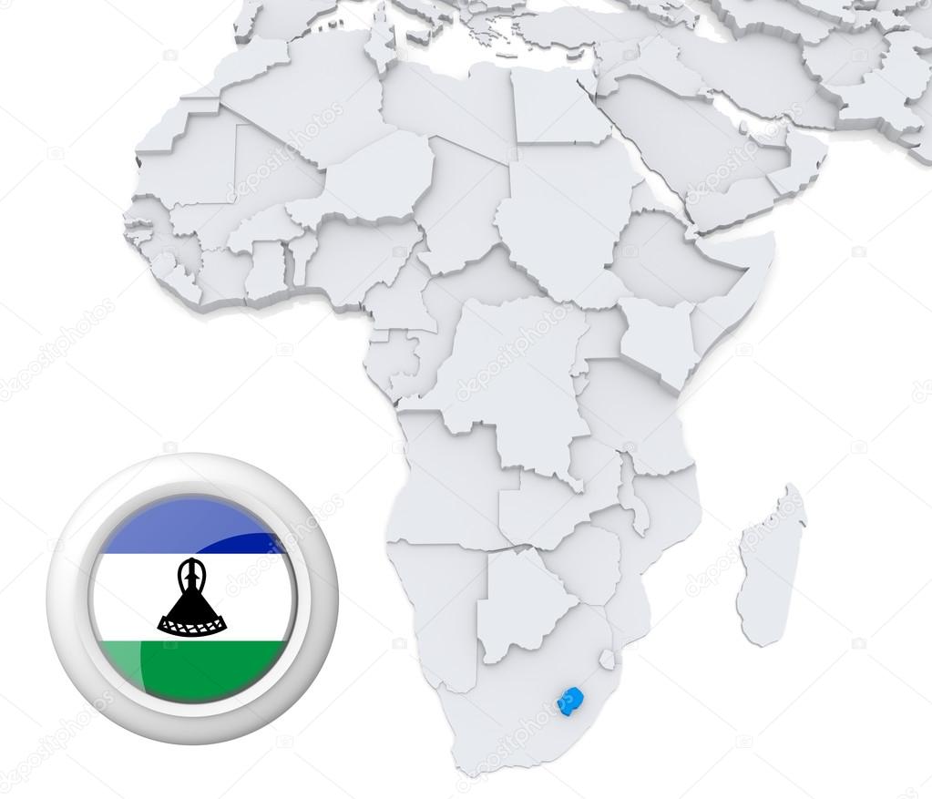 Lesotho on Africa map