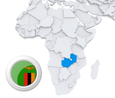 Zambiya Afrika harita üzerinde