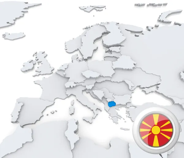 Macedonia on map of Europe — Stock Photo, Image