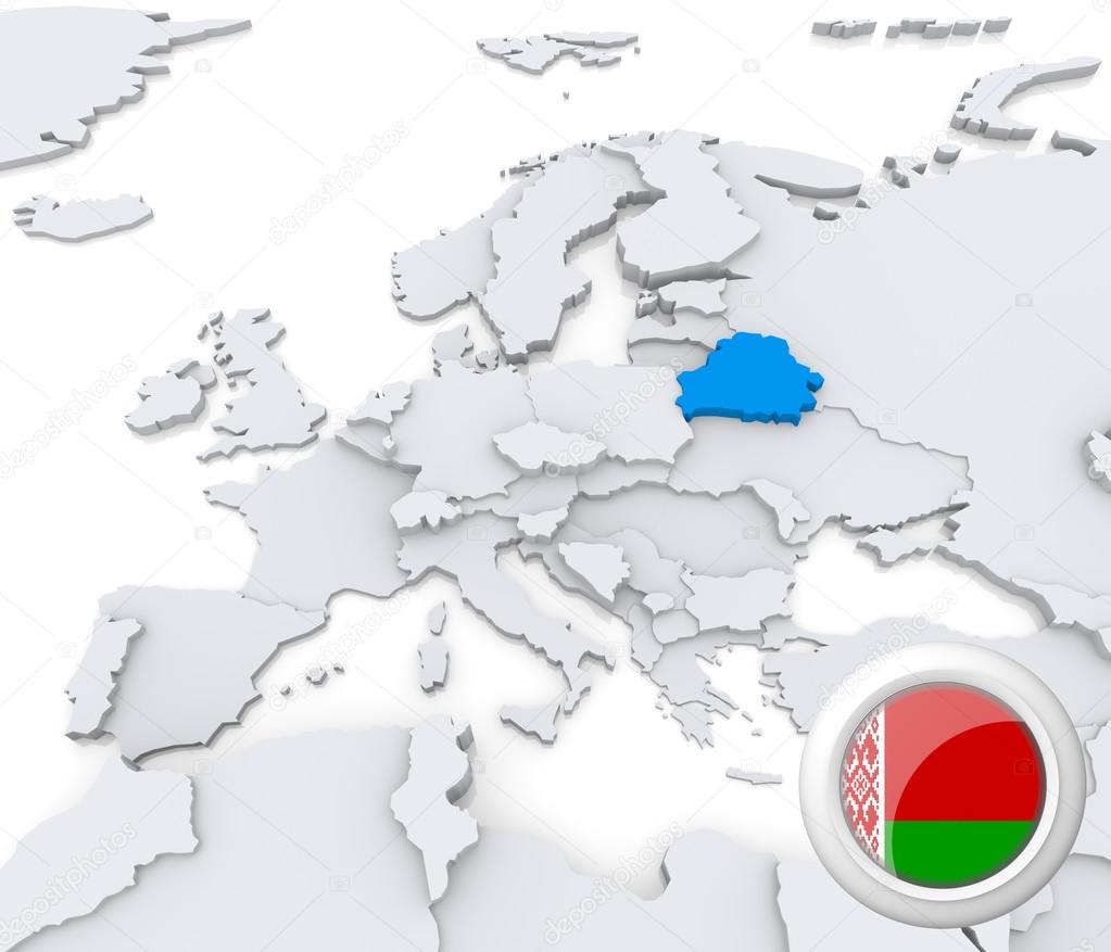 Belarus on map of Europe