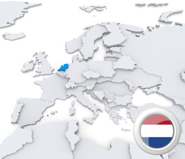 Hollanda Avrupa haritası üzerinde