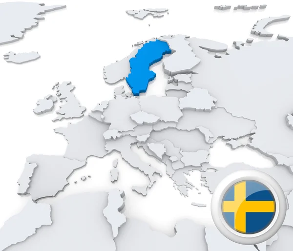 İsveç harita Avrupa — Stok fotoğraf
