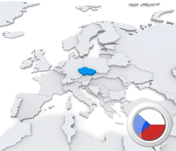 República Checa en el mapa de Europa —  Fotos de Stock