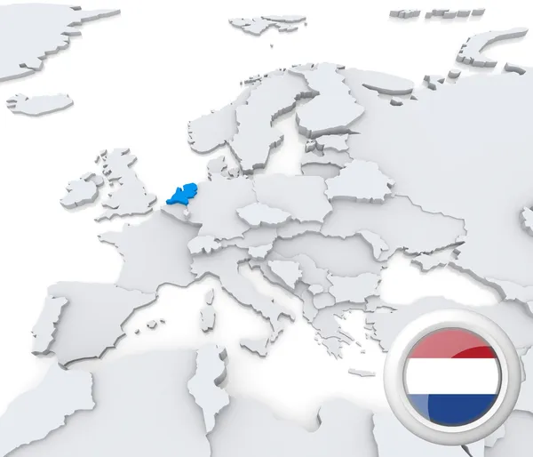 Netherlands on map of Europe — Stock Photo, Image