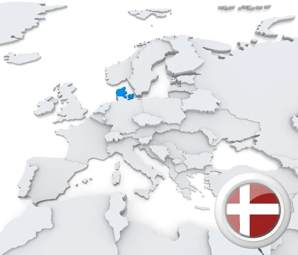 Denmark on map of Europe — Stock Photo, Image