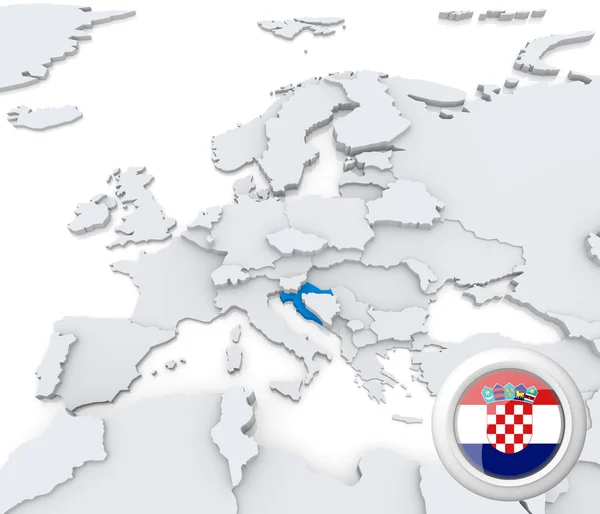 Croatia on map of Europe — Stock Photo, Image