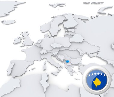 Avrupa haritası üzerinde Kosova