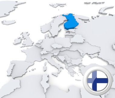 Finlandiya Avrupa haritası üzerinde