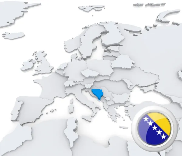 Bosna a Hercegovina na mapě Evropy — Stock fotografie