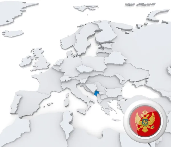 Monte negro en el mapa de Europa —  Fotos de Stock