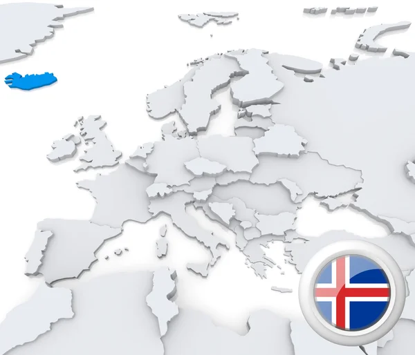 Iceland on map of Europe — Stock Photo, Image