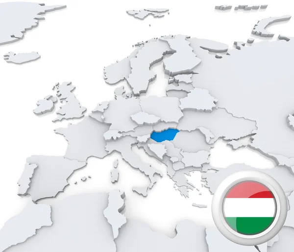 Ungarn auf der Karte von Europa — Stockfoto