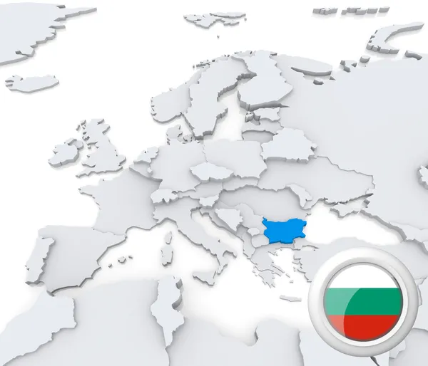Bulgarije op de kaart van Europa — Stockfoto