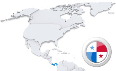 Panama-Kuzey Amerika haritası üzerinde