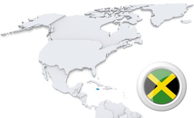 Kuzey Amerika haritası üzerinde Jamaica