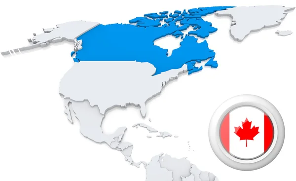 Le Canada sur une carte de l'Amérique du Nord — Photo