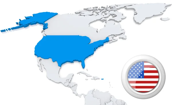 USA auf einer Karte von Nordamerika — Stockfoto
