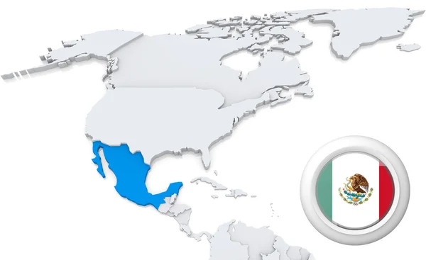 Meksyk na mapie Ameryki Północnej — Zdjęcie stockowe