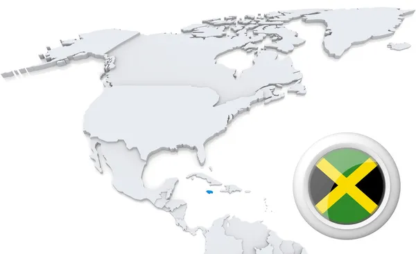 Jamaica auf einer Karte von Nordamerika — Stockfoto