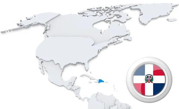 Dominican republic on a map of North America — Stock Photo, Image