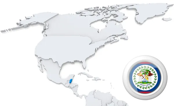 Белиз на карте Северной Америки Лицензионные Стоковые Фото