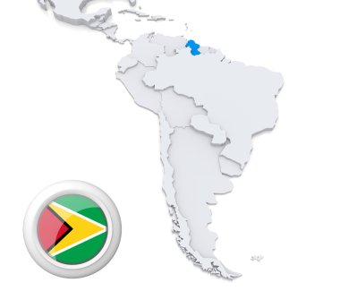 Güney Amerika haritası üzerinde Guyana