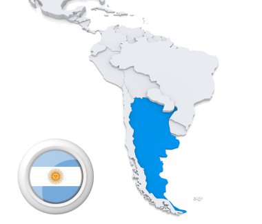 Arjantin üzerinde Güney Amerika Haritası