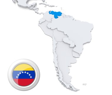 Güney Amerika'nın bir harita Venezuela