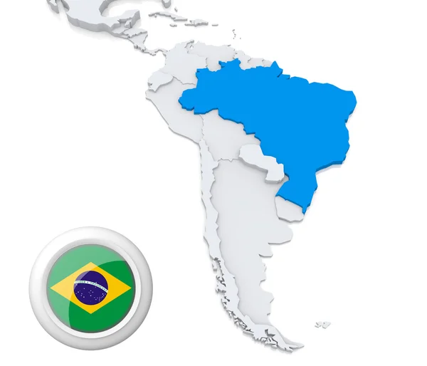 Brazil on a map of South America — Stock Photo, Image