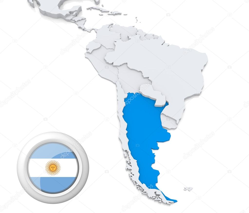 Argentina on a map of South America
