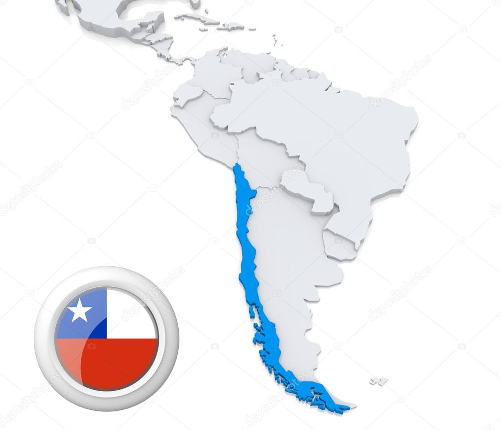 Chile on a map of South America