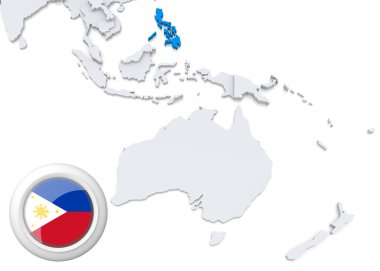 Ulusal bayrağı olan Filipinler Haritası